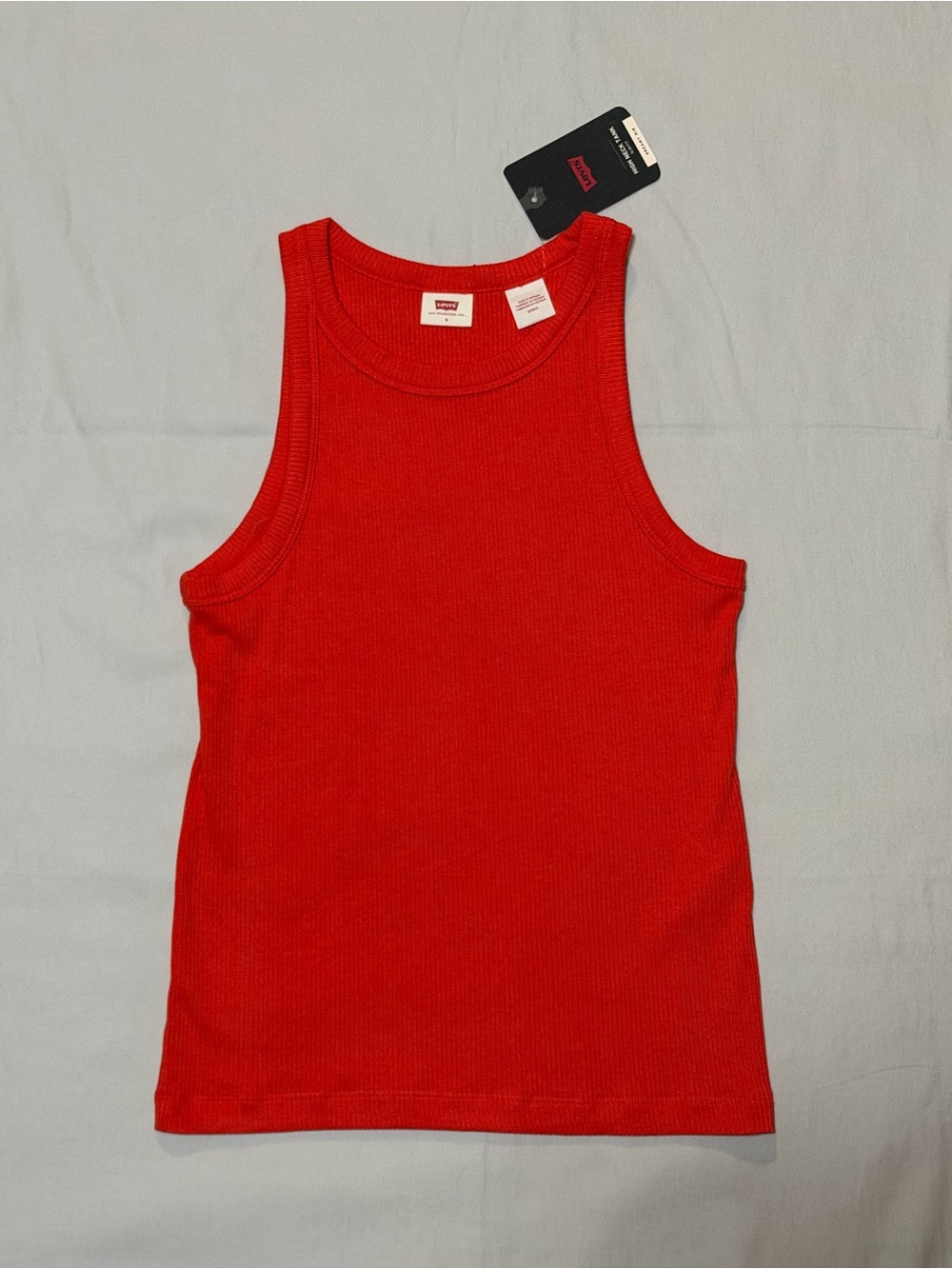 Levi's Dreamy Ribbed Red High-Neck Tank Top Small Modal